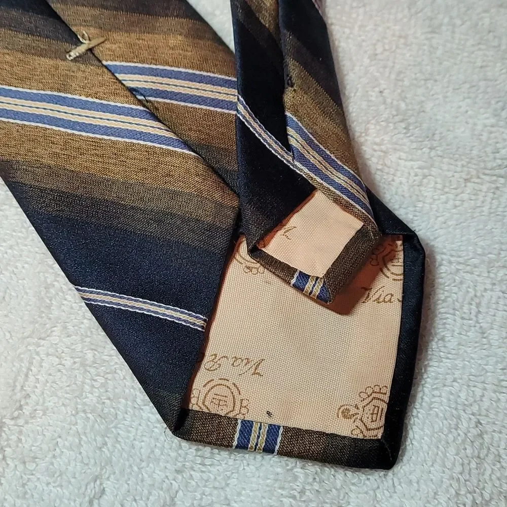 Via Re men's black and brown‎ striped neck tie